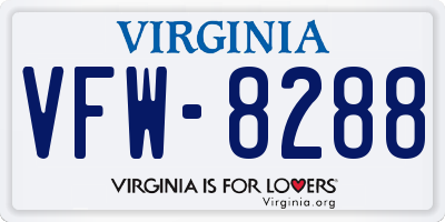 VA license plate VFW8288