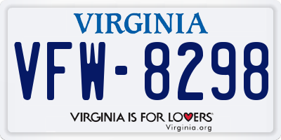VA license plate VFW8298