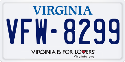 VA license plate VFW8299