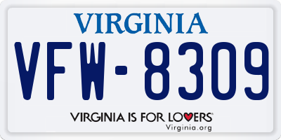 VA license plate VFW8309