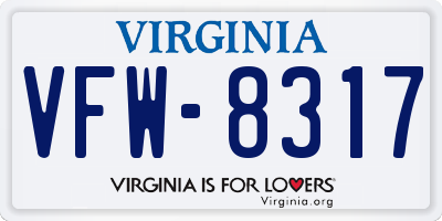 VA license plate VFW8317