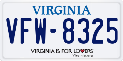 VA license plate VFW8325