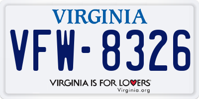 VA license plate VFW8326
