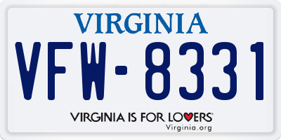 VA license plate VFW8331