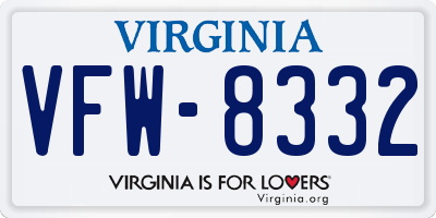 VA license plate VFW8332