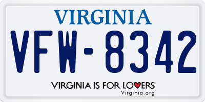 VA license plate VFW8342
