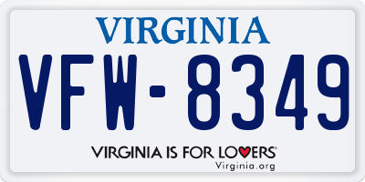 VA license plate VFW8349