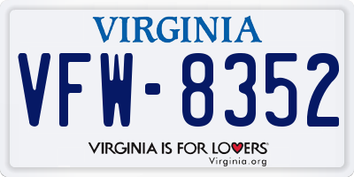 VA license plate VFW8352