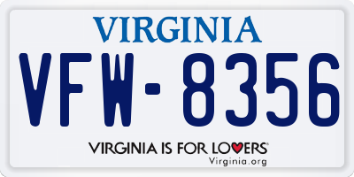 VA license plate VFW8356