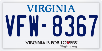 VA license plate VFW8367
