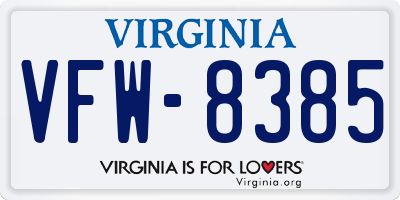 VA license plate VFW8385