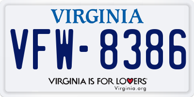 VA license plate VFW8386