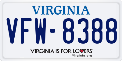 VA license plate VFW8388