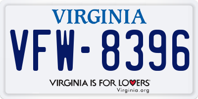 VA license plate VFW8396
