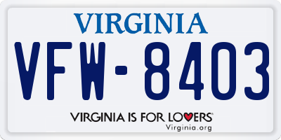 VA license plate VFW8403