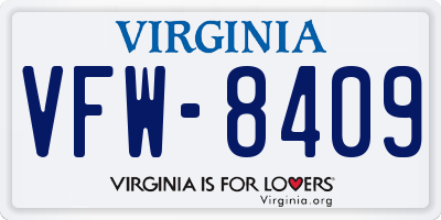 VA license plate VFW8409