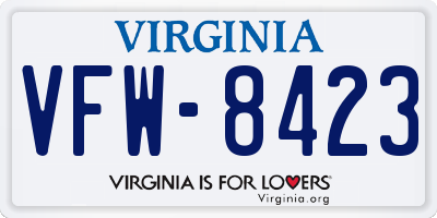VA license plate VFW8423