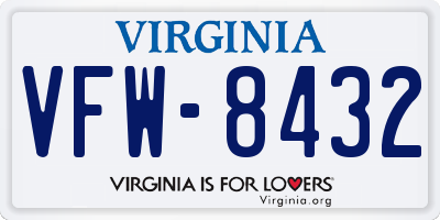 VA license plate VFW8432
