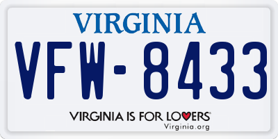 VA license plate VFW8433