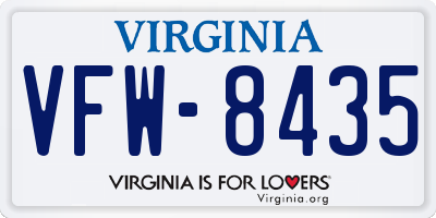 VA license plate VFW8435