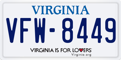 VA license plate VFW8449