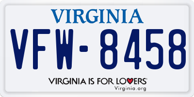 VA license plate VFW8458