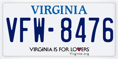 VA license plate VFW8476