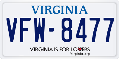 VA license plate VFW8477