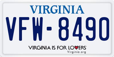 VA license plate VFW8490