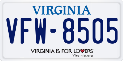 VA license plate VFW8505