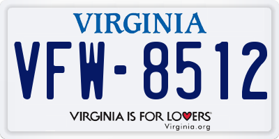 VA license plate VFW8512