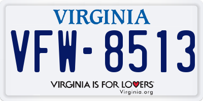 VA license plate VFW8513
