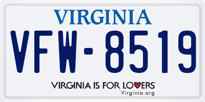 VA license plate VFW8519