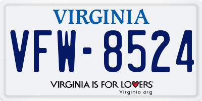VA license plate VFW8524