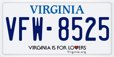 VA license plate VFW8525