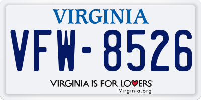 VA license plate VFW8526