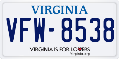 VA license plate VFW8538