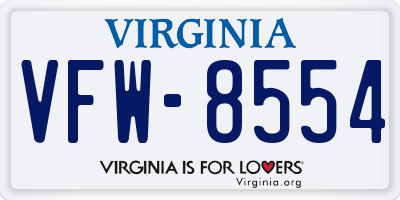 VA license plate VFW8554