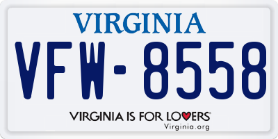 VA license plate VFW8558