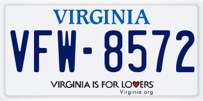 VA license plate VFW8572