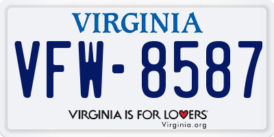 VA license plate VFW8587