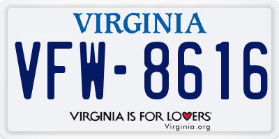 VA license plate VFW8616