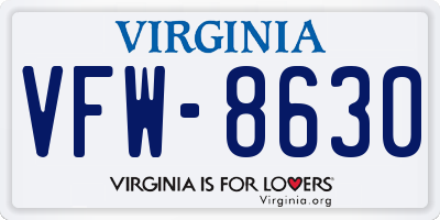VA license plate VFW8630