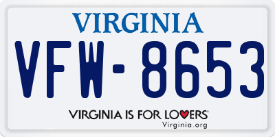 VA license plate VFW8653