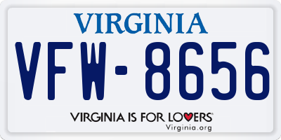 VA license plate VFW8656