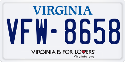 VA license plate VFW8658