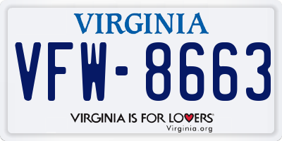 VA license plate VFW8663