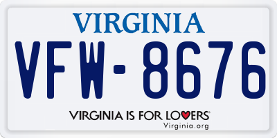 VA license plate VFW8676