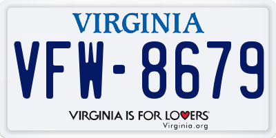 VA license plate VFW8679