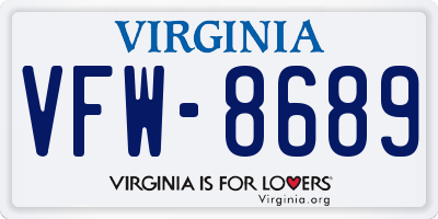 VA license plate VFW8689